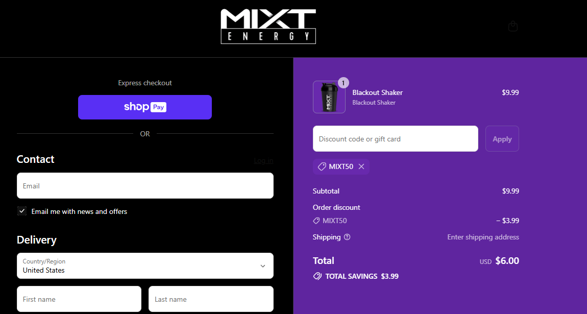 Proof screenshot for MIXT50