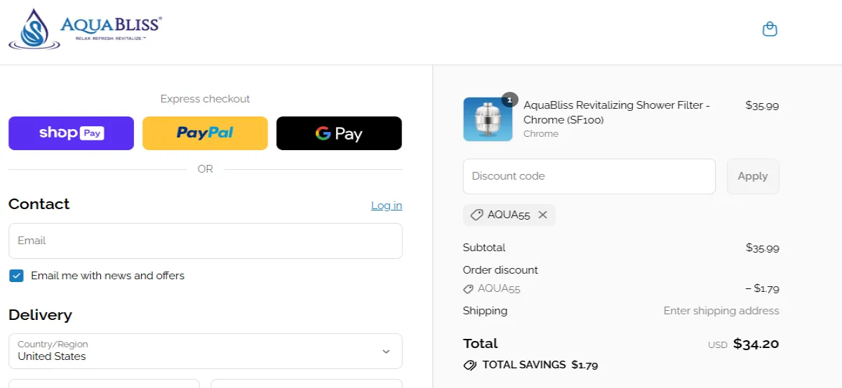 Proof screenshot for AQUA55