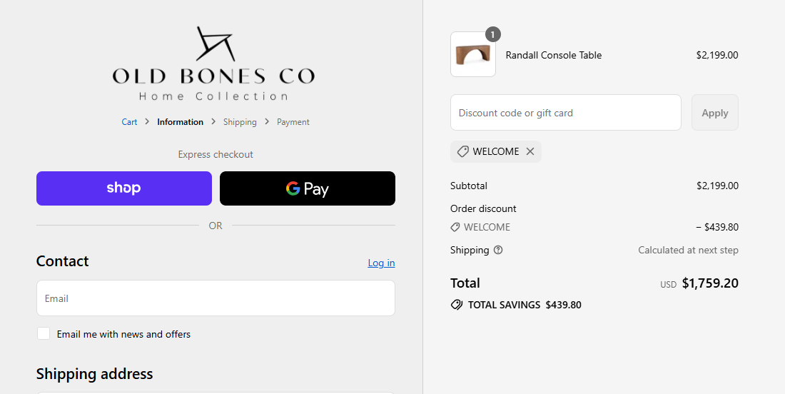Proof screenshot for WELCOME