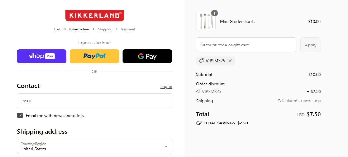 Proof screenshot for VIPSMS25