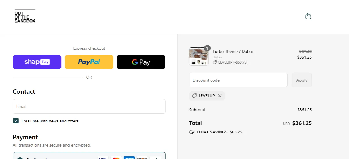 Proof screenshot for LEVELUP