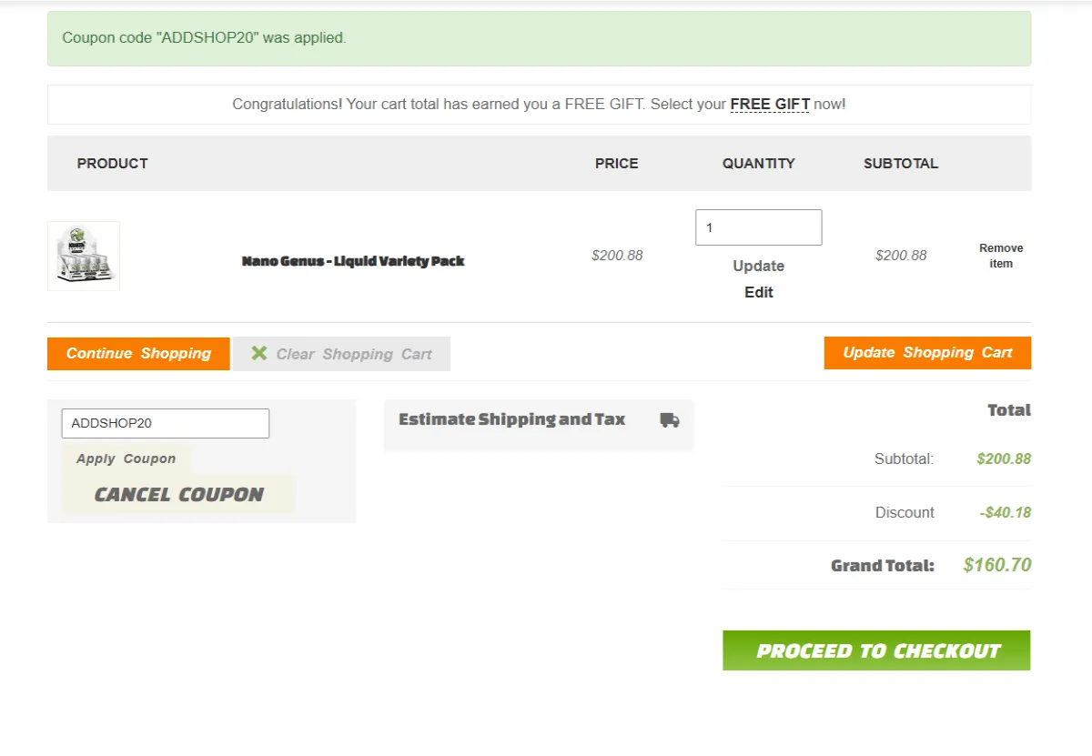 Proof screenshot for Addshop20