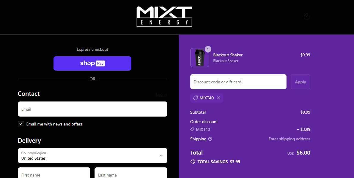 Proof screenshot for MIXT40