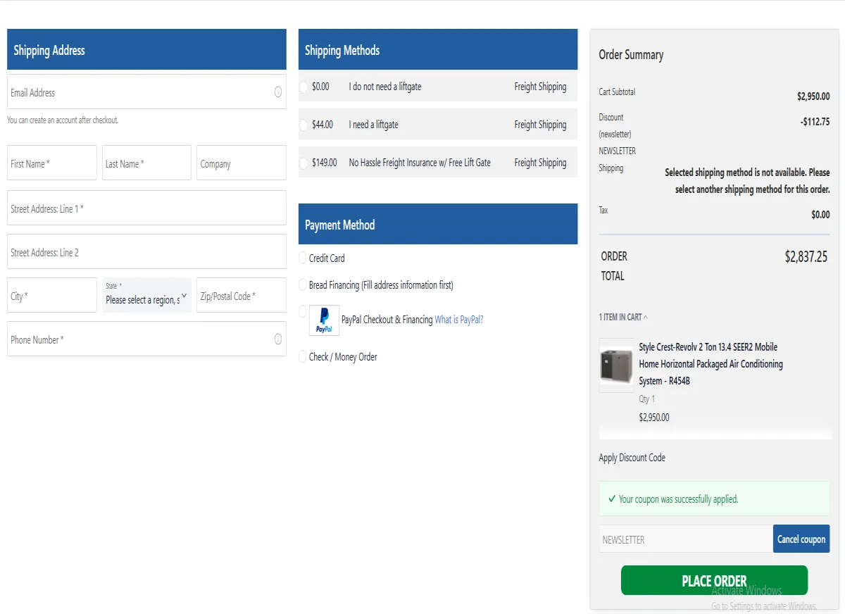 Proof screenshot for NEWSLETTER
