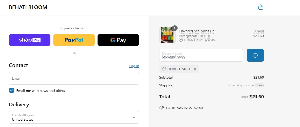 Proof screenshot for FINALCHANCE