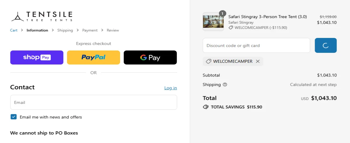 Proof screenshot for WELCOMECAMPER
