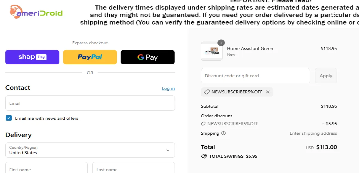 Proof screenshot for NEWSUBSCRIBER5%OFF