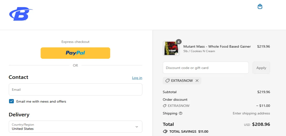 Proof screenshot for EXTRA5NOW
