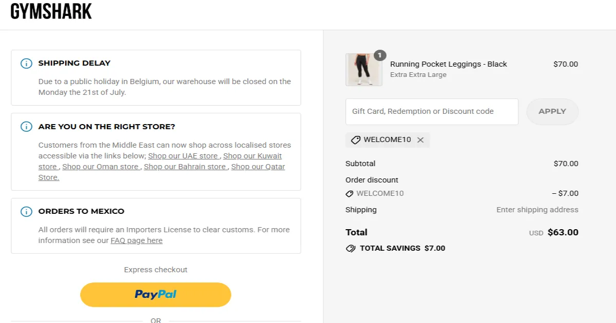 Proof screenshot for WELCOME10