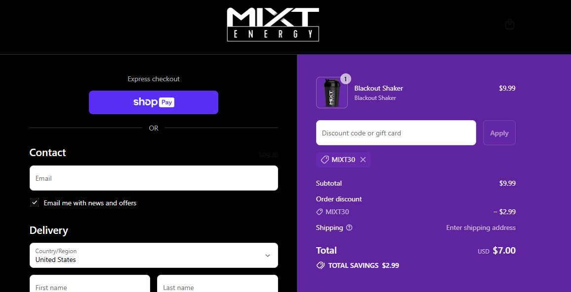 Proof screenshot for MIXT30