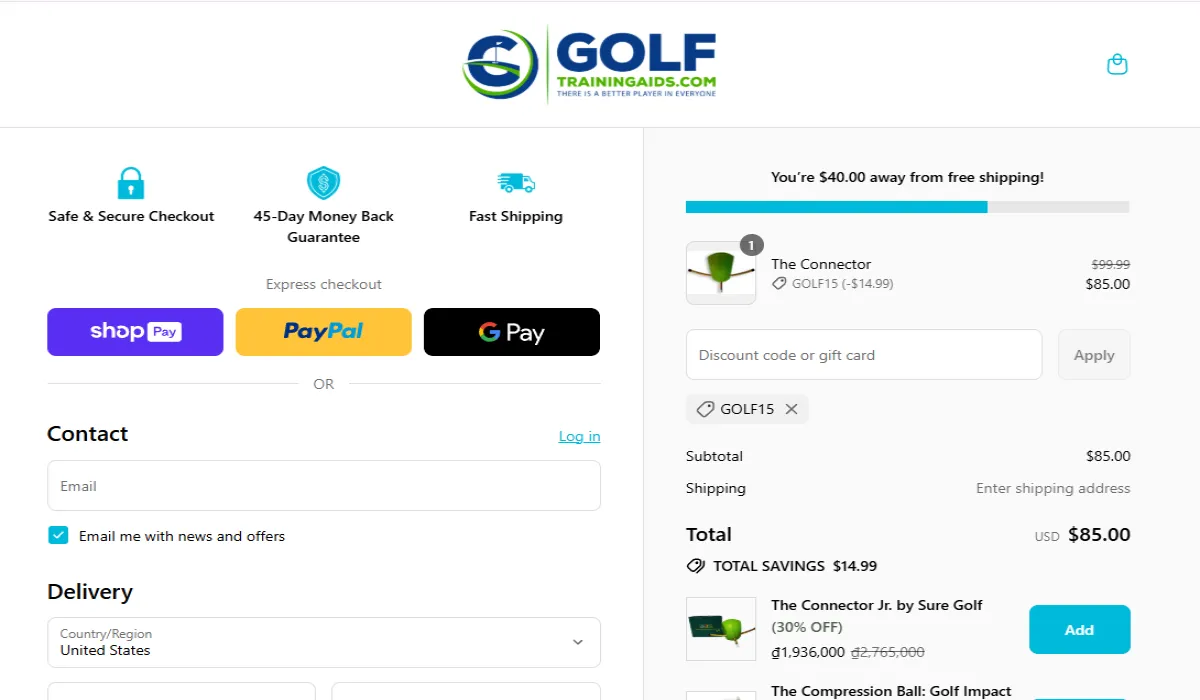 Proof screenshot for GOLF15