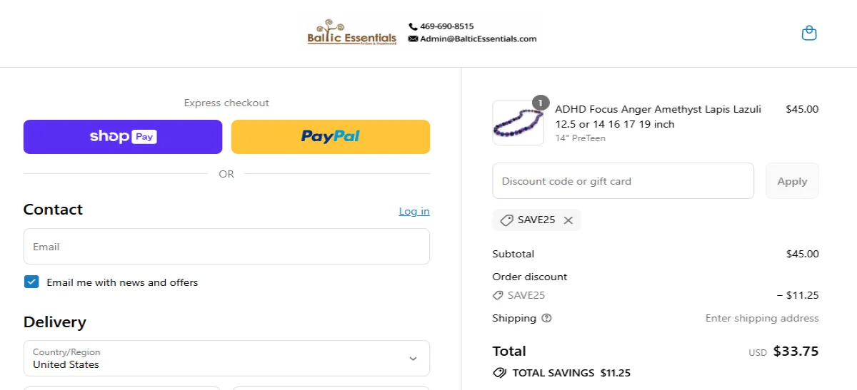 Proof screenshot for SAVE25