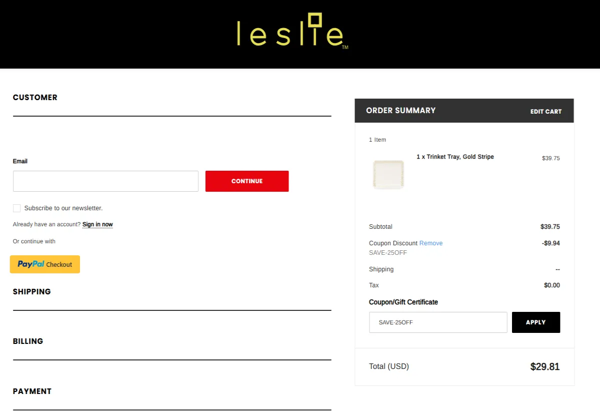 Proof screenshot for SAVE-25OFF