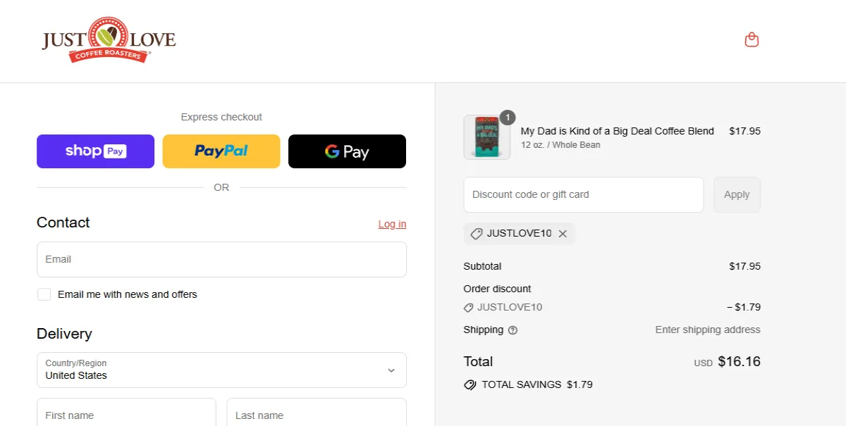 Proof screenshot for JUSTLOVE10