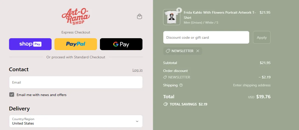 Proof screenshot for NEWSLETTER