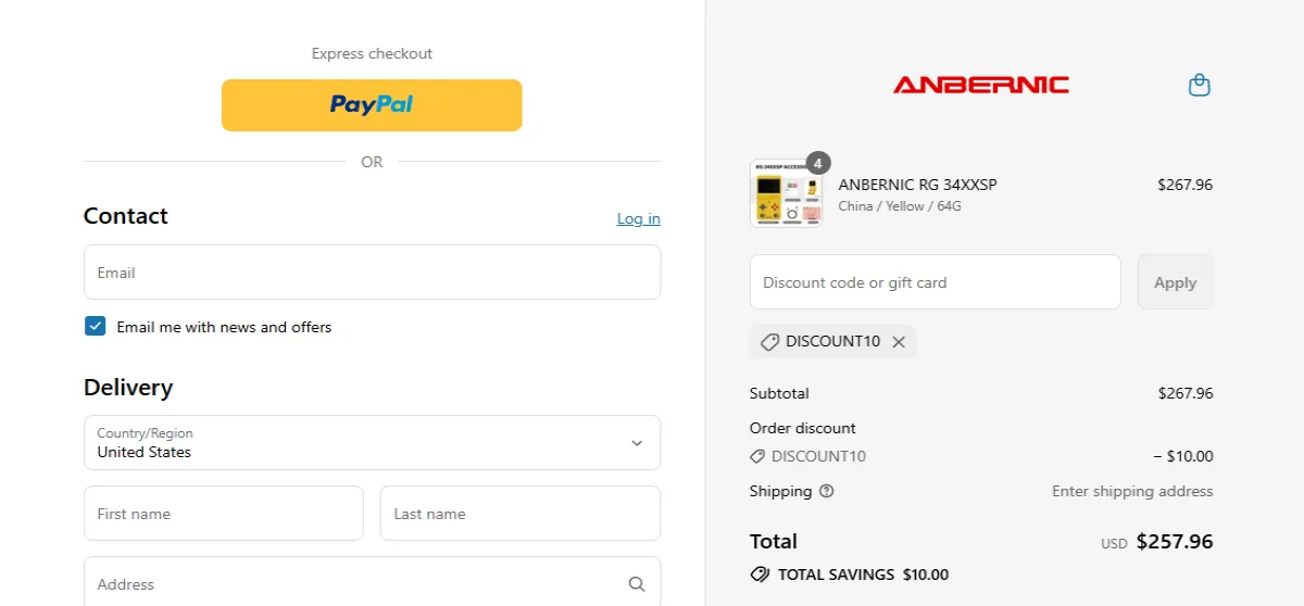 Proof screenshot for DISCOUNT10