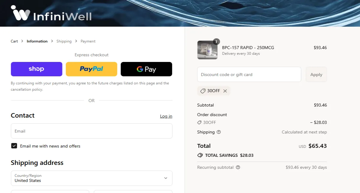 Proof screenshot for 30OFF